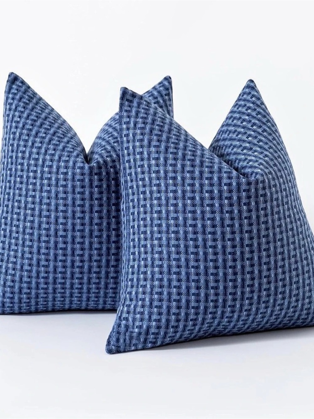 Navy Blue Water Resistant Weaving Faux Linen Throw Pillow Covers 16x16IN